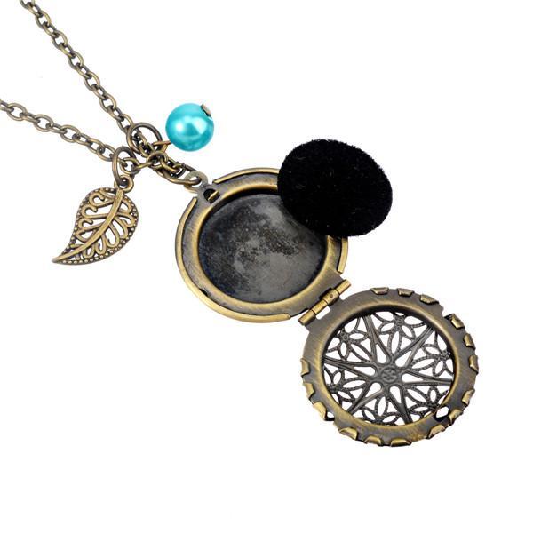 Silver Bronze Plated Leaf Healing Necklace